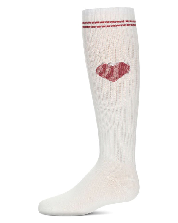 Thin Ribbed Heart Knee Sock