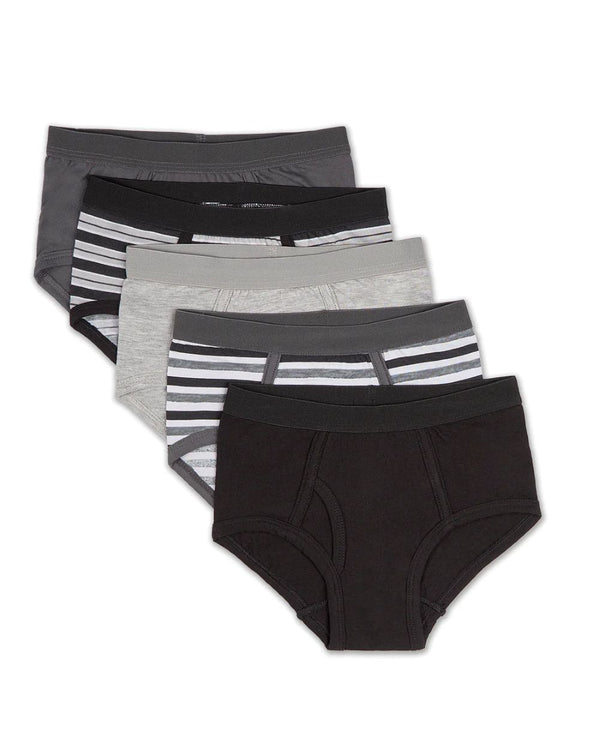 MEMOI <BR> Solids & Stripes Boys Briefs (5pk)