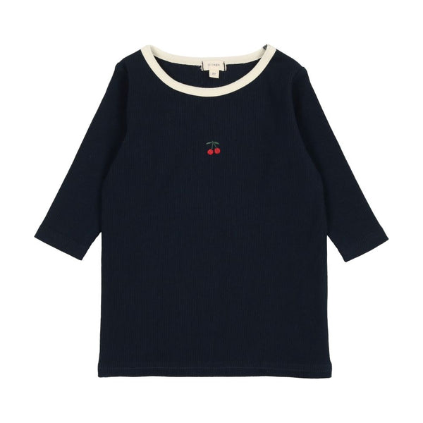 3/4 Sleeve Embroidered Cherry Tee