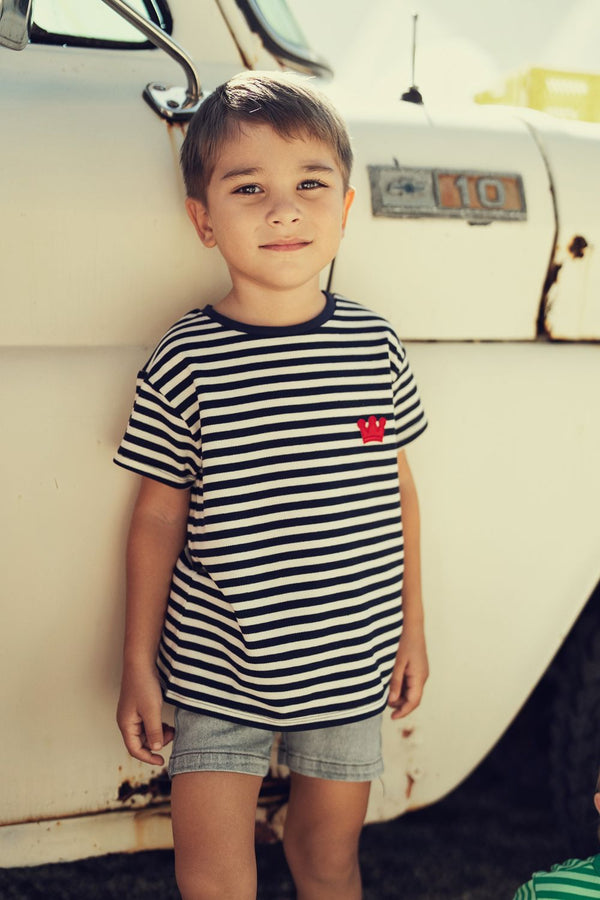 TEELA <br> Stripe Applique Boys Top