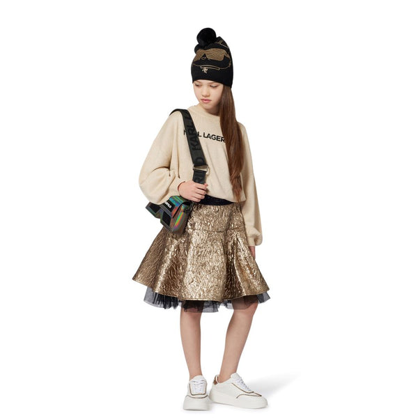 KARL LAGERFELD <BR> Logo Metallic Knit Sweater