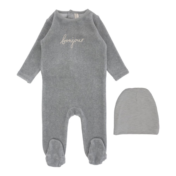 LILETTE <BR> Velour Bonjour Footie Set