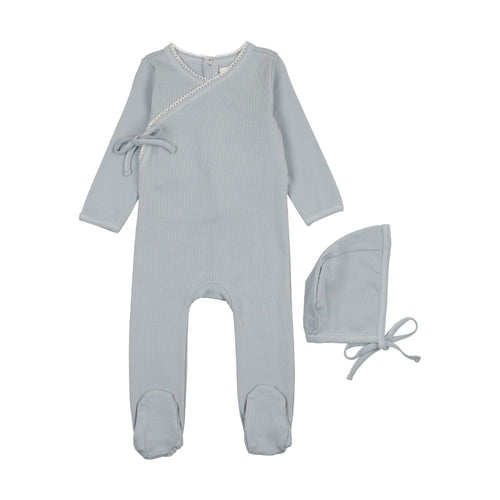 Coco Blanc Wrap Footie & Bonnet - Blue Coco Blanc Wrap Footie & Bonnet - Blue