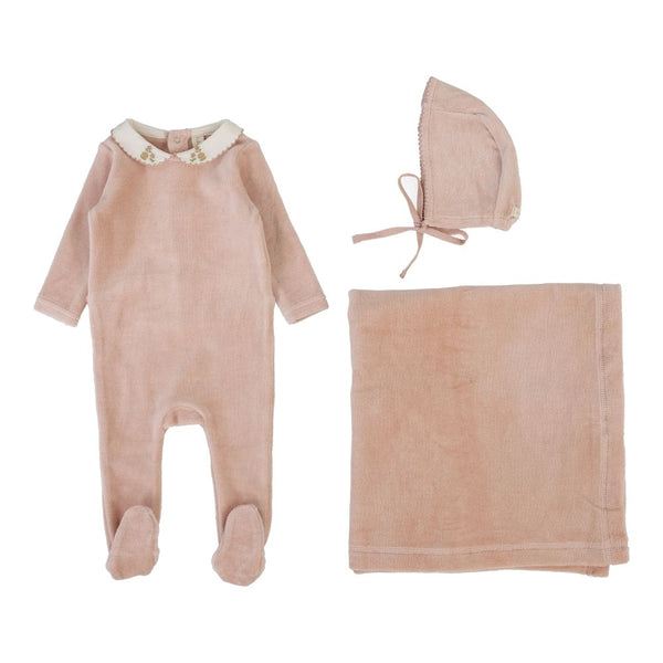 LILETTE <BR> Velour Collar Layette Set