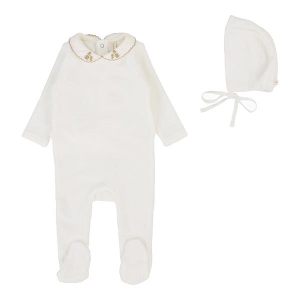 LILETTE <BR> Velour Collar Footie Set