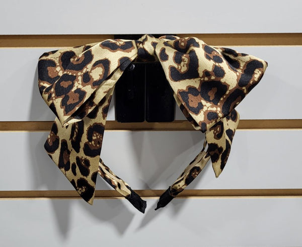 Satin Leopard Bow Headband