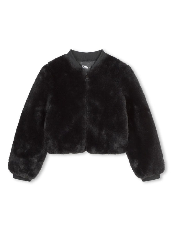 KARL LAGERFELD <BR> Faux Fur KARL Signature Logo Jacket