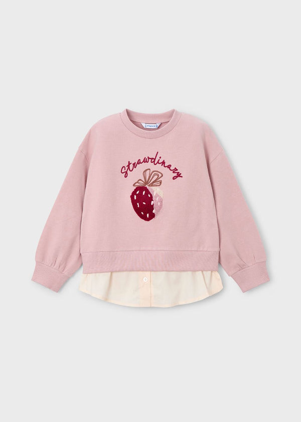 MAYORAL <BR> Embroidered Strawberry Sweatshirt