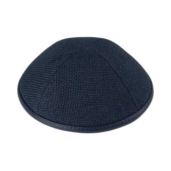 IKIPPAH <BR> Burlap W/Leather Rim Yarmulke