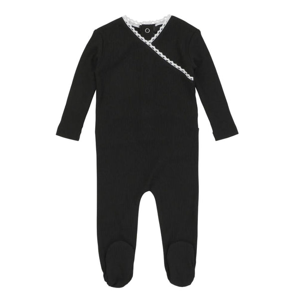 Ribbed Bamboo Lace Trim Footie