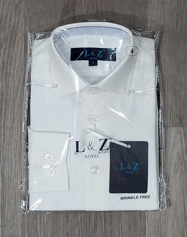 LEO & ZACHARY <br> Solid White Dress Shirt (LS)