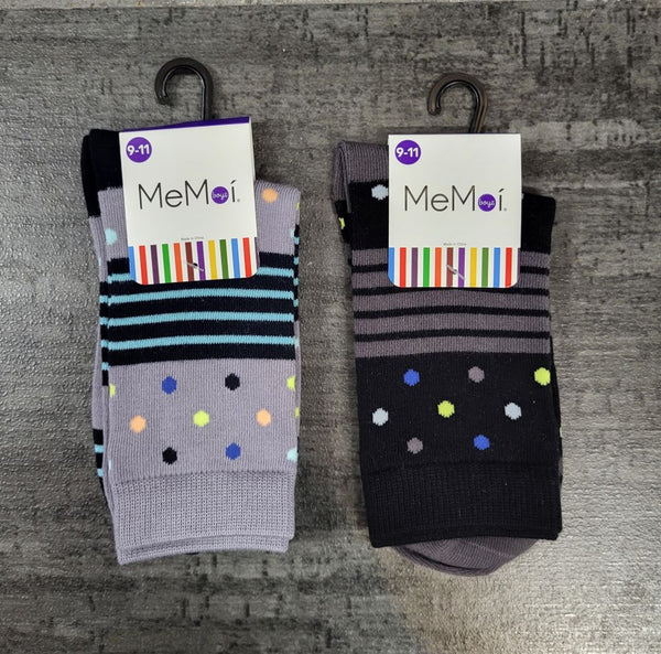 Stripe Dot Combo Crew Socks