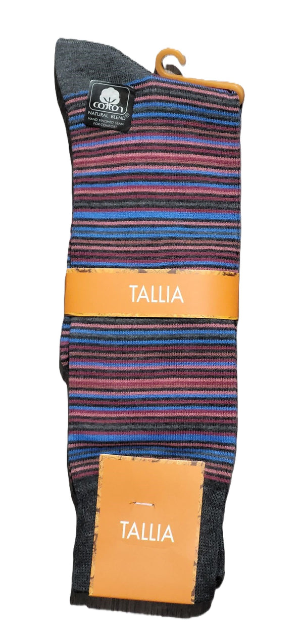 TALLIA <BR> Men's Micro Stripe Crew Sock (7243)